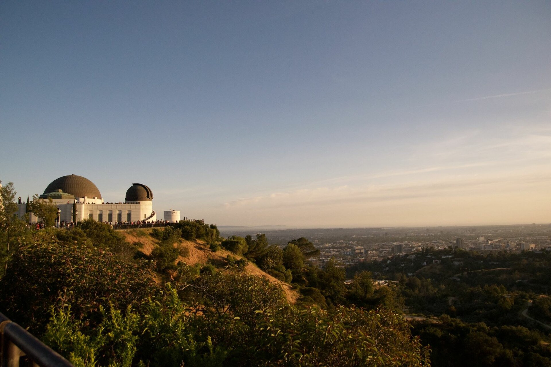 Griffith Observatory above Los Angeles at sunset, California.